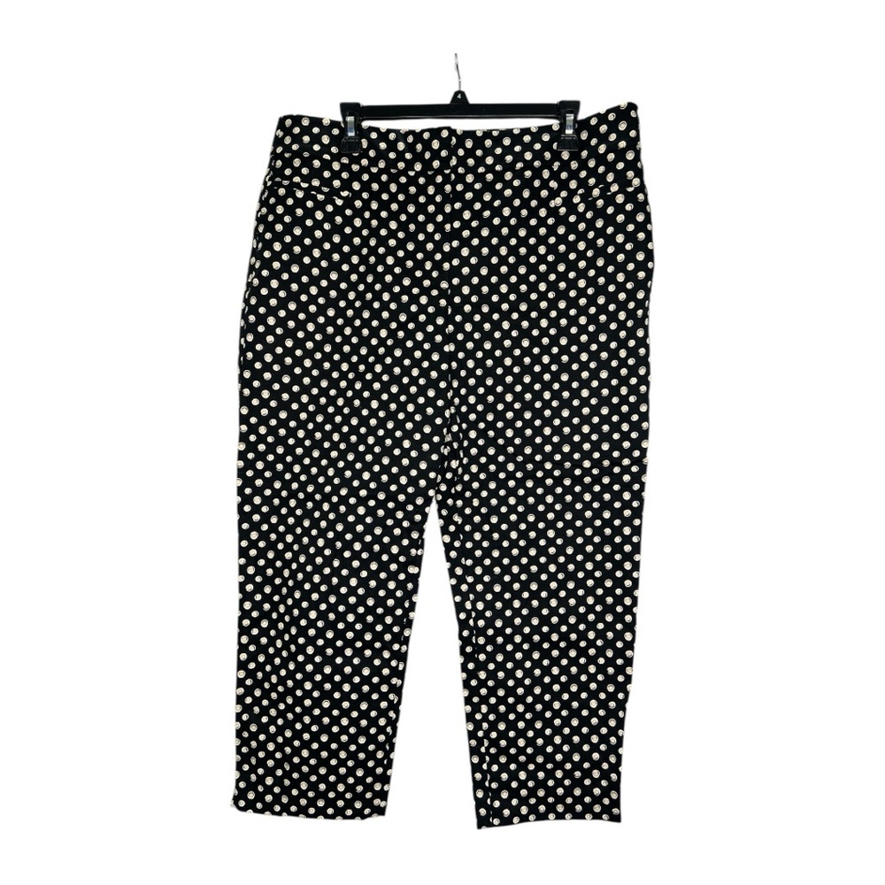 Ann Taylor Black White Beige Polka Dot Capri Pants Sz 14